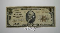 10 1929 Pensacola Florida Fl Monnaie Nationale Banque Note Bill Ch. #5603 Rare