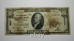 10 1929 Pensacola Florida Fl Monnaie Nationale Banque Note Bill Ch. #9007 Rare