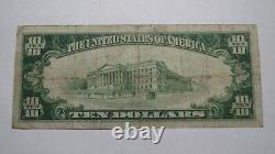 $10 1929 Peoria Illinois IL Monnaie Nationale Banque Bill Charte #176 Rare
