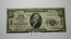 10 $ 1929 Peoria Illinois IL Monnaie Nationale Banque Bill Charte #3254 Fine+