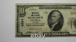 10 $ 1929 Peoria Illinois IL Monnaie Nationale Banque Bill Charte #3254 Fine+