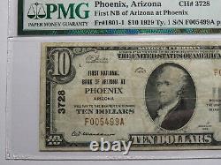10 $ 1929 Phoenix Arizona Az Banque Nationale Monnaie Note Bill! Ch. # 3728 Vf25 Pmg