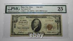 10 1929 Plain City Ohio Oh National Monnaie Banque Note Bill Ch. N°5522 Vf25 Pmg