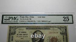 10 1929 Plain City Ohio Oh National Monnaie Banque Note Bill Ch. N°5522 Vf25 Pmg