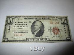10 1929 $ Port Huron Michigan MI Billet De Banque National No De Facture No 4446 Fin