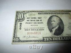 10 1929 $ Port Huron Michigan MI Billet De Banque National No De Facture No 4446 Fin
