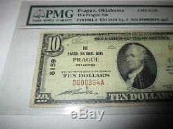 10 $ 1929 Prague Oklahoma Ok Billets De Banque En Devises Nationales Bill Ch. # 8159 Pmg Fin