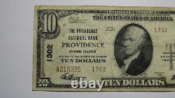10 $ 1929 Providence Rhode Island Ri National Currency Bank Note Bill #1302 Fine+