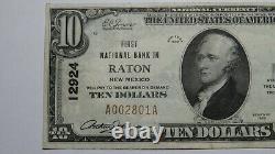 10 1929 Raton Nouveau-mexique Nm Monnaie Nationale Banque Bill Charte #12924 Xf+