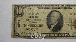 10 $ 1929 Red Creek New York Ny Banque De Monnaie Nationale Note Bill! Ch. #10781 Rare