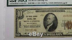 10 $ 1929 Rices Landing Pennsylvania Pa Banque Nationale Monnaie Note Bill Ch # 7090