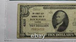 10 1929 Rockford Illinois IL Monnaie Nationale Banque Note Bill Ch. #4325 F15 Pmg