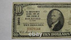 $10 1929 Rockford Illinois IL National Currency Bank Note Bill! Ch. #3952 Rare