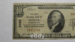 10 $ 1929 Roscoe Pennsylvania Ap Banque Nationale De Devises Note Bill! Ch. #5495 Rare