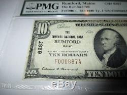 10 $ 1929 Rumford Maine Me Banque De Monnaie Nationale Note Bill Ch. # 6287 Pmg Vf25