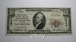 $10 1929 San Francisco Californie Ca Monnaie Nationale Note De La Banque Bill #13044 Vf