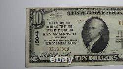 $10 1929 San Francisco Californie Ca Monnaie Nationale Note De La Banque Bill #13044 Vf