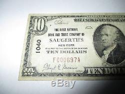 10 $ 1929 Saugerties New York Ny Note De La Banque Monétaire Nationale Bill! Ch. # 1040 Fine