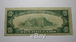 10 $ 1929 Savannah Géorgie Ga Banque Nationale Monnaie Note Bill Ch. # 13068 Fin