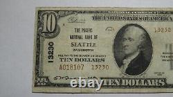 $10 1929 Seattle Washington Wa National Currency Bank Note Bill Ch. #13230 Vf