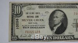 10 $ 1929 Silver Creek À New York Ny Banque Nationale Monnaie Note Bill Ch. # 10258 Vf