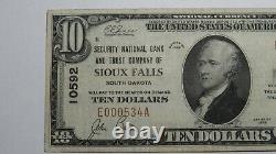 10 $ 1929 Sioux Falls Dakota Du Sud Sd Monnaie Nationale Bill #10592 Vf+