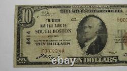 $10 1929 South Boston Virginia Va Monnaie Nationale Note De La Banque Bill Ch #8414 Fine