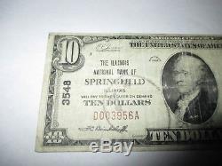 10 1929 $ Springfield Illinois IL Billet De Banque National Bill Ch. # 3548 Rare