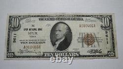 $10 1929 Spur Texas Tx National Currency Bank Bill Charter #9611 Rare