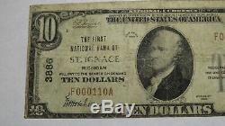 $ 10 1929 St. Ignace Michigan MI Monnaie Banque Nationale Note Bill Ch. # 3886 Saint
