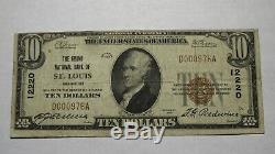$ 10 1929 St. Louis Mo Missouri Banque Nationale Monnaie Note Bill Ch. # 12220 Fin