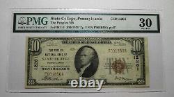 $10 1929 State College Pennsylvania National Currency Bank Note Bill #12261 Vf30