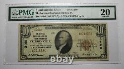 10 $ 1929 Steubenville Ohio Oh National Monnaie Banque Bill! #2160 Vf20 Pmg