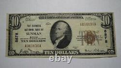 $10 1929 Sunman Indiana En Monnaie Nationale Note De La Banque Bill Ch. #8878 Fine