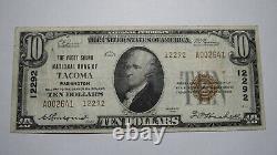 10 $ 1929 Tacoma Washington Wa Monnaie Nationale Banque Note Bill! Ch. #12292 Vf+