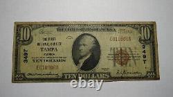 $10 1929 Tampa Bay Floride Fl Monnaie Nationale Banque Note Bill Ch. #3497 Rare