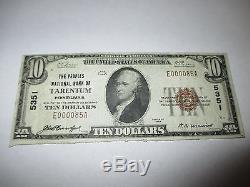 10 $ 1929 Tarentum Pennsylvanie Pa Note De La Banque Monétaire Nationale Bill! # 5351 Vf