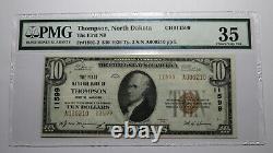 10 1929 Thompson Dakota Du Nord Nd Banque De Monnaie Nationale Note Bill 9944 Vf35 Pmg