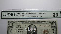10 1929 Thompson Dakota Du Nord Nd Banque De Monnaie Nationale Note Bill 9944 Vf35 Pmg