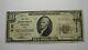 10 $ 1929 Traer Iowa Ia Monnaie Nationale Banque Bill Charte #5135 Fine+