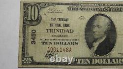 10 1929 Trinidad Colorado Co Monnaie Nationale Banque Note Bill Ch. #3450 Fine
