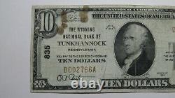 10 1929 Tunkhannock Pennsylvania Ap Banque Nationale De Devises Note Bill Ch. #835