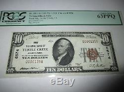 $ 10 1929 Turtle Creek Pennsylvanie Pa Note De La Banque Nationale Note N ° 6574 Nouveau