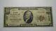 $10 1929 Union City Michigan Mi Monnaie Nationale Banque Note Bill! Ch. #1826 Fine