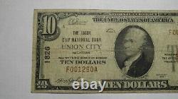 $10 1929 Union City Michigan MI Monnaie Nationale Banque Note Bill! Ch. #1826 Fine