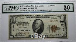 10 $ 1929 Valley City Dakota Du Nord Dakota Du Nord Banque Nationale Monnaie Note Bill # 13385 Pmg