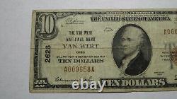 $10 1929 Van Wert Ohio Oh National Currency Bank Note Bill! Ch #2628 Fine Rare