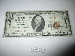 10 $ 1929 Ventura California Ca Note De La Banque Monétaire Nationale Bill! Ch. # 12996 Vf