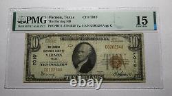 10 1929 Vernon Texas Tx Monnaie Nationale Banque Note Bill Ch. #7010 F15 Pmg
