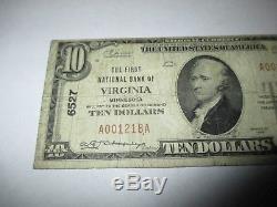 $ 10 1929 Virginia Minnesota Mn Banque Nationale De Billets De Banque Note! Ch # 6527 Amende